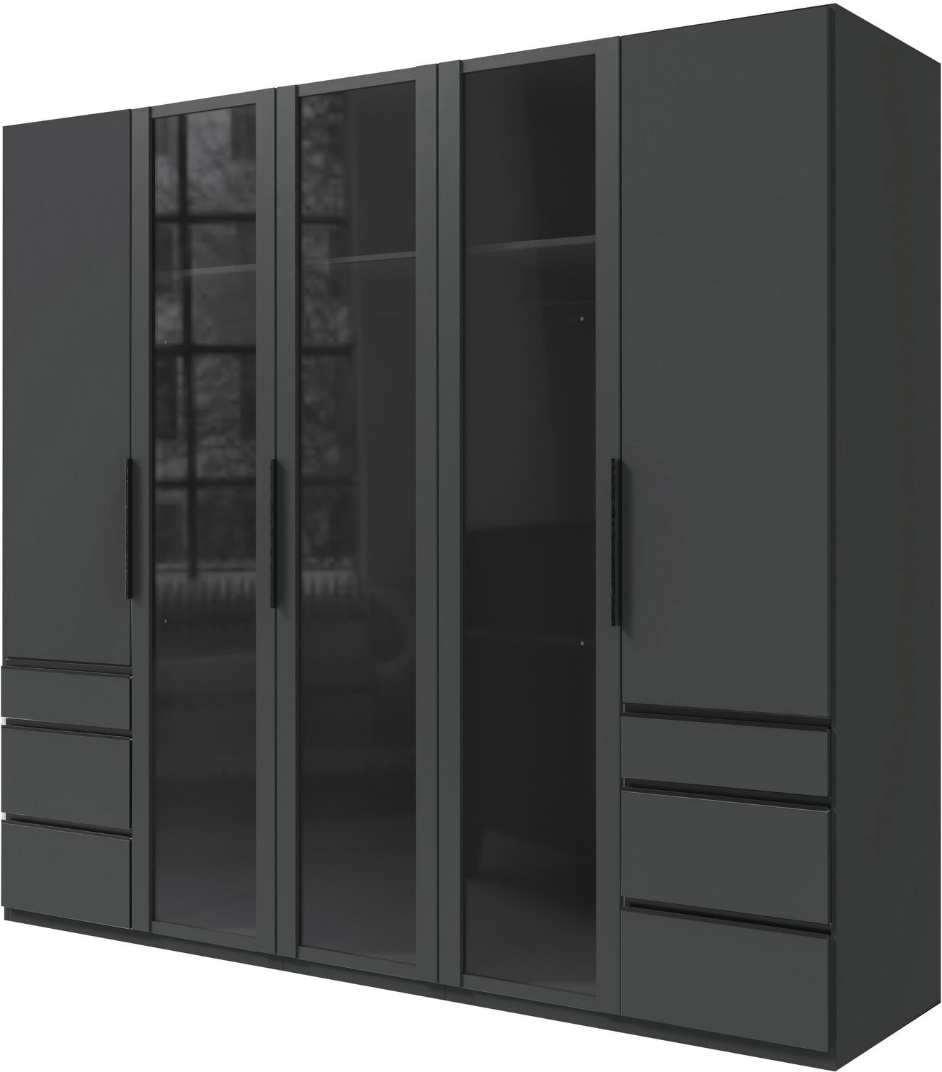 Ti´me Drehtürenschrank 5-trg. LEVEL 36 BLACK E, Holznachbildung