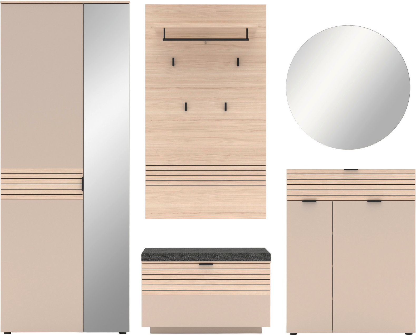 Voleo Garderoben-Set 5-tlg. INA, Holznachbildung