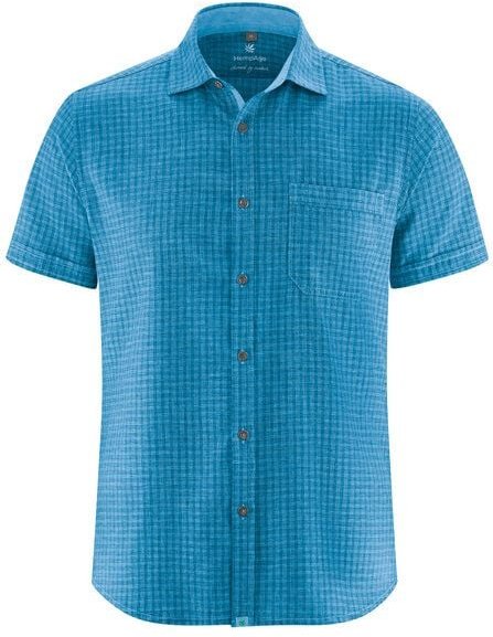 HempAge Kariertes Kurzarmhemd Hanf/Biobaumwolle