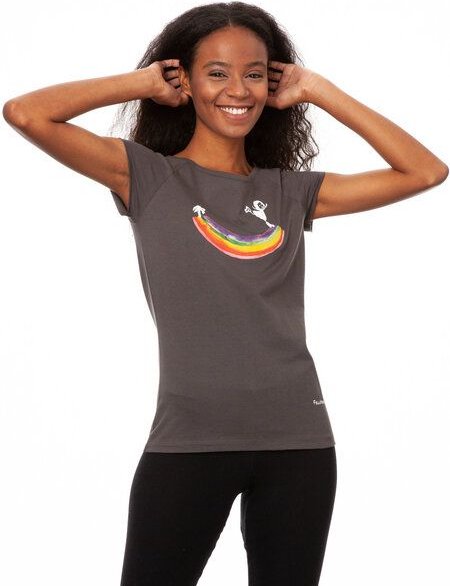 FellHerz Damen T-Shirt Rainbow Girl dark grey