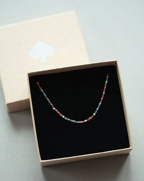 pikfine Bunte Perlenkette "Lumi" / silber oder vergoldet