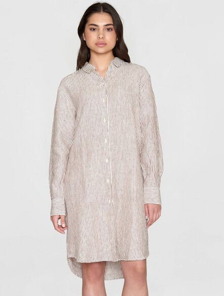 KnowledgeCotton Apparel Damen Hemdblusenkleid CLASSIC STRIPED LINEN DRESS