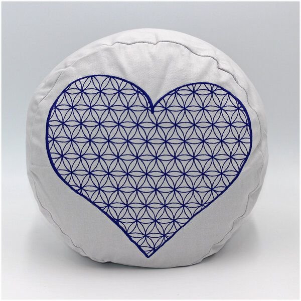 BAGHI Bio Meditationskissen rund Herz-Blume-des-Lebens