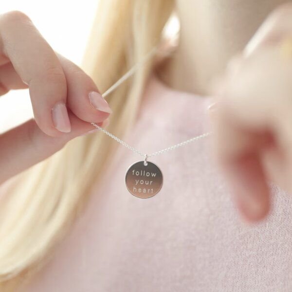 BELLYBIRD Jewellery Personalisierte Gravurkette - Plättchen, Spruch, 15,5 mm/ Silber/ Silber vergoldet