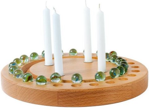 klotzaufklotz Adventskalender und Adventskranz mit Baumkerzen