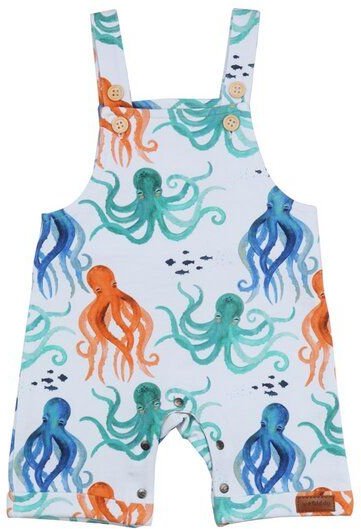 Thumbnail - Baby Strampler Bio Baumwolle Orange - Walkiddy sleeveless eco-friendly romper mit lustigem Oktopus-Design, 95% Bio-Baumw...