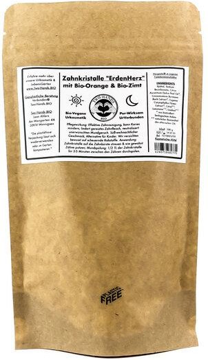 Two Hands BIO Zahnkristalle „ErdenHerz“ mit Bio-Orange & Bio-Zimt - Zahnpulver & Mundspülung - Nachfüller