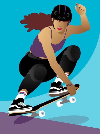 Photocircle Poster / Leinwandbild - Mädchen mit Skateboard