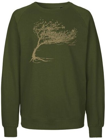 Peaces.bio - handbedruckte Biomode Bio Damen-Sweatshirt Loose Fit Windy Tree