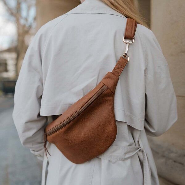 BOWLEANIES TASCHEN Große XXL Gürteltasche aus Lederfaserstoff