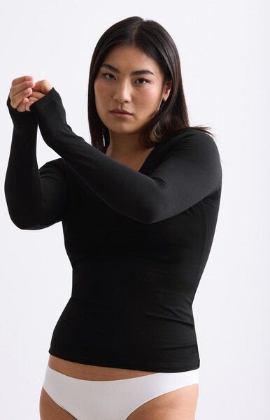 erlich textil Light Touch tiefausgeschnittenes Langarmshirt aus weichem Modal, made in Europe