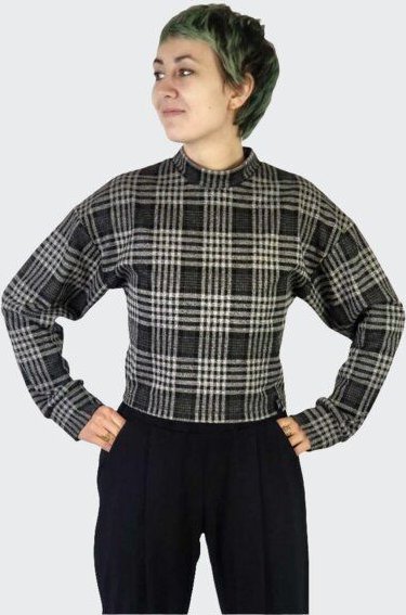 LUMEN organic Pullover WIDE SLEEVES Strick schwarz/grau