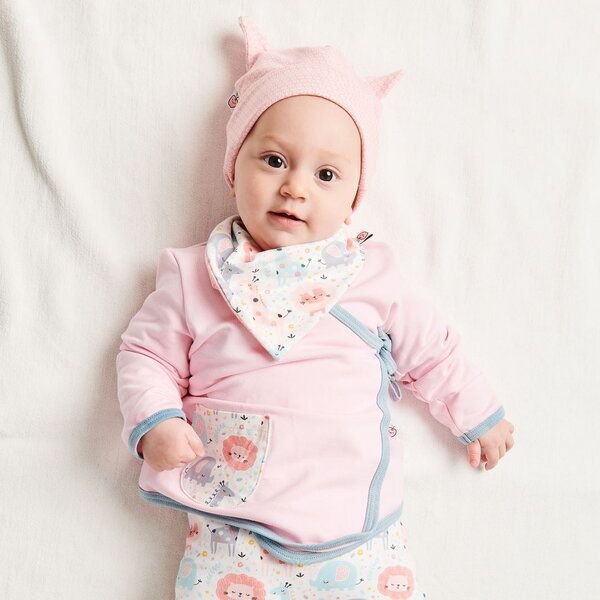 Cheeky Apple Wickeljäckchen "Sommersweat Zartrosa | Mini Jungle Rose" aus Bio-Baumwolle