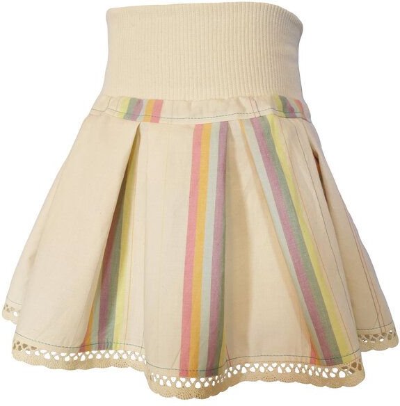 liebewicht Faltenrock für Mädchen weiß bunt gestreift bio