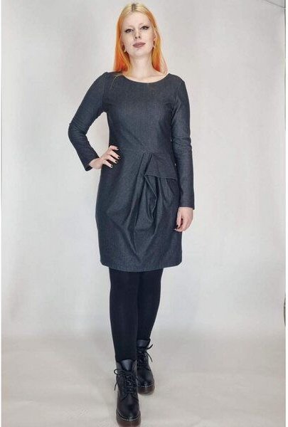 LUMEN organic Kleid drapiert DENIM STRETCH