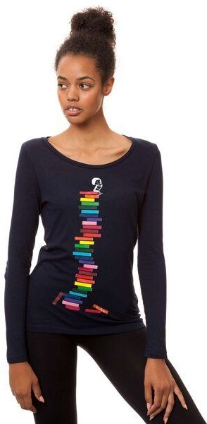 FellHerz Damen Longsleeve Books Girl Bio Fair