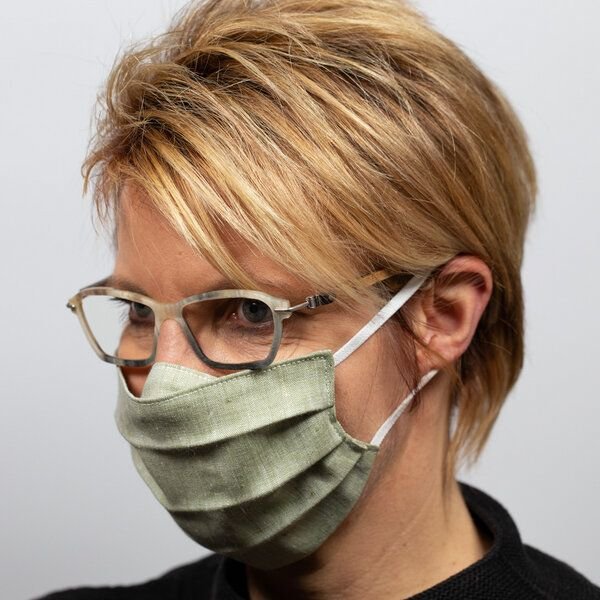 nahtur-design Mund-Nasen-Maske für Brillenträger aus Bioleinen