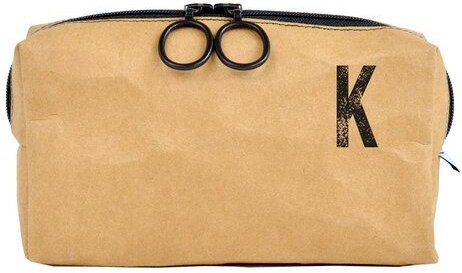 renna deluxe Waschtasche und Kosmetiktasche mit Monogramm, vegan, BRAUN