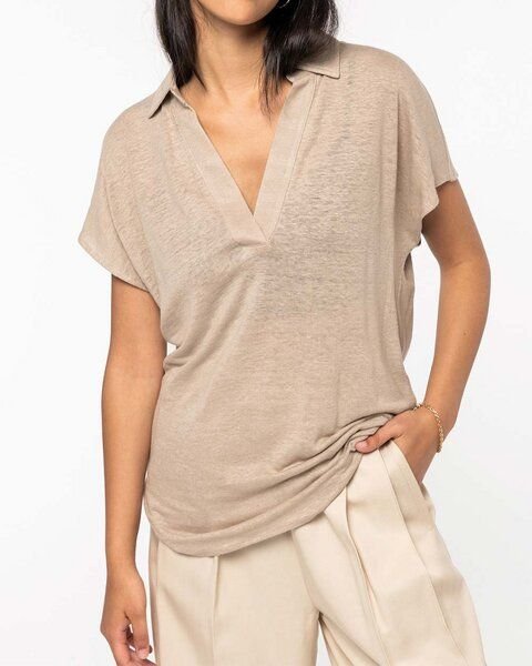 YTWOO Exklusives Damen Polohemd aus 100% Leinen