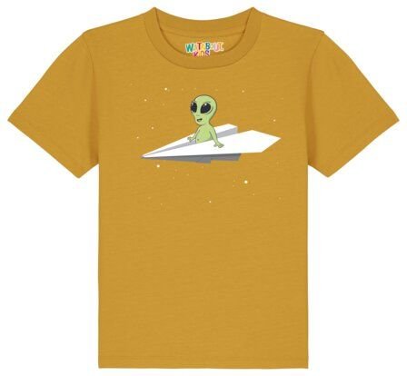 Thumbnail - watabout.kids T-Shirt Kinder Alien on a paper plane