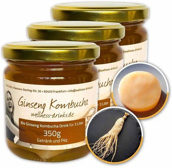 Wellness-Drinks Ginseng Kombucha Drink mit Teepilz (groß)