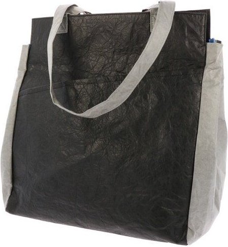 MoreThanHip Leichte Shopper-Tasche aus Tyvek© mit Reißverschluss Fiona - schwarz/grau