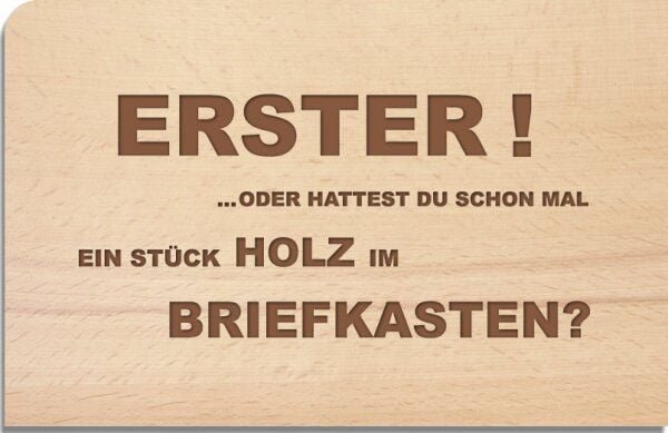 Holzpostkarte "Erster"