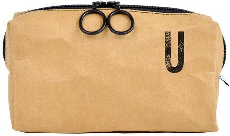 renna deluxe Waschtasche und Kosmetiktasche mit Monogramm, vegan, BRAUN