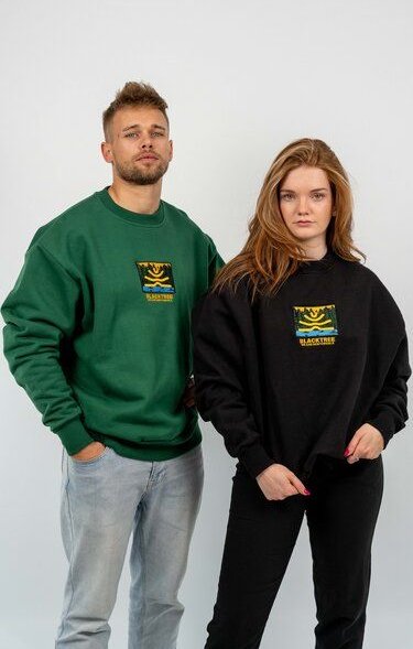 Black Tree Unisex Sweatshirt Rundhals Bio-Baumwolle Premium Qualität Fair Trade