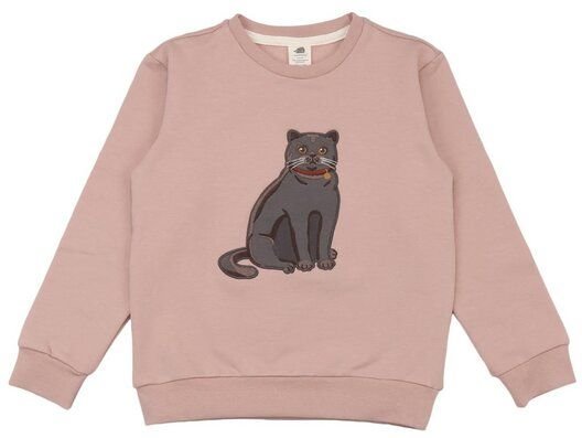 Kinder Sweatshirt GOTS zertifiziert, rosa, Katzen-Print „Various Cats“, Bio-Baumwolle, weich – Walkiddy