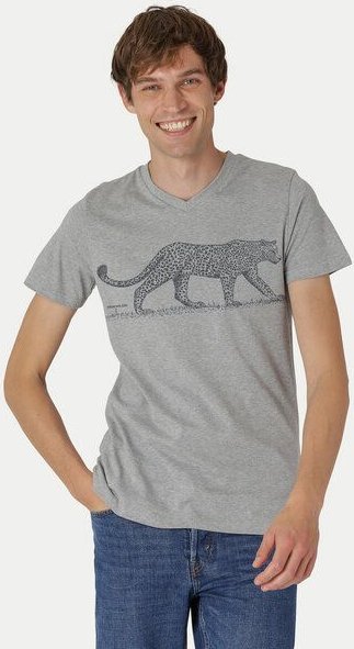 Thumbnail - Peaces.bio - handbedruckte Biomode Bio-Herren-T-Shirt V-Neck Leopard