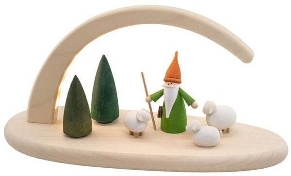 Seiffener Volkskunst eG Moderner kleiner Schibbogen Schäferwichtel Lichterbogen mit LED Beleuchtung