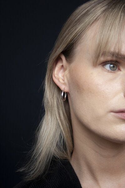 Kiwistories Premium Creolen Ohrringe, Rhodiniertes recycelt 925er Sterling Silber