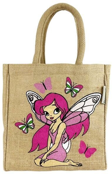 Domelo Kinder Handtasche Mädchen Jute Tasche kleine Schultertasche mit Fee Motiv