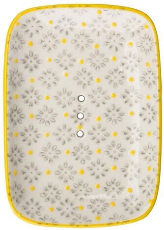 TRANQUILLO Seifenschale aus Steinzeug mit floralen Mustern und Ornamenten 13,5 cm