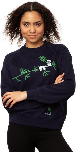 FellHerz Faultier Damen Raglan Sweater navy bio & fair & handbedruckt