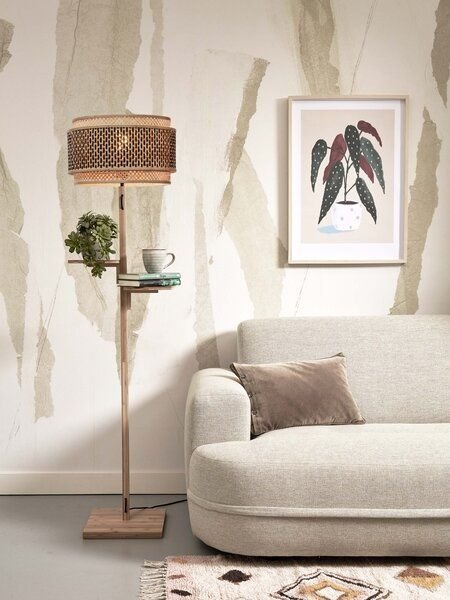 GOOD&MOJO Stehlampe Bhutan Schwarz./Regal 40x25 Schwarz/Natur.