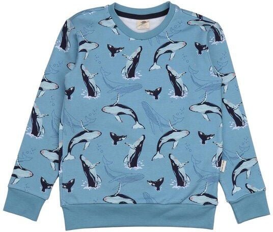 Kinder Sweatshirt GOTS-zertifiziert aus Bio-Baumwolle, blau mit Wal-Print – Walkiddy, weich, hautfreundlich, nachhaltig ...