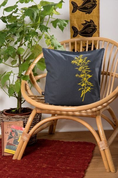 Hirschkind Bio-Kissenbezug 'Goldraute' dunkelgrau, 40*40 cm