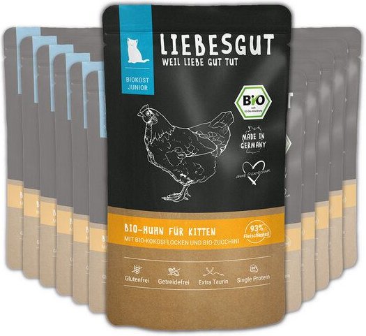 Liebesgut Tiernahrung Bio-Huhn mit Bio-Kokosflocken und Bio-Zucchini