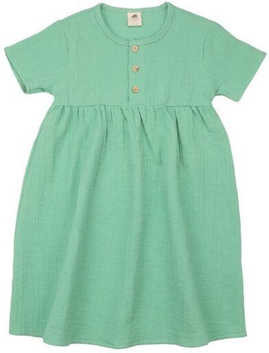 Kinder Kleid GOTS-zertifiziert aus Bio-Baumwolle, grün „Raspberries“, kurzarm, weich fallender Rock – Walkiddy, bequem f...