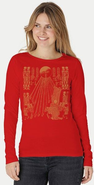 Peaces.bio - handbedruckte Biomode Langarmshirt Damen Sonnenscheibe Aton