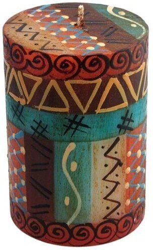 Bunte Kerzen - MAKINI - M/L - Handbemalte Stumpenkerzen - nobunto Südafrika