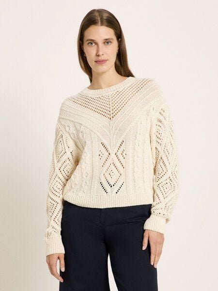 LANIUS Lochstrick Pullover aus Bio-Baumwolle