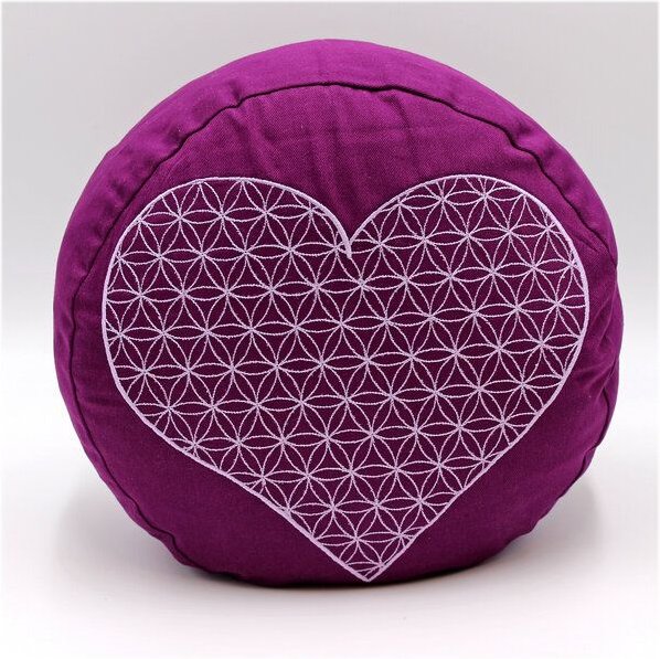BAGHI Bio Meditationskissen rund Herz-Blume-des-Lebens
