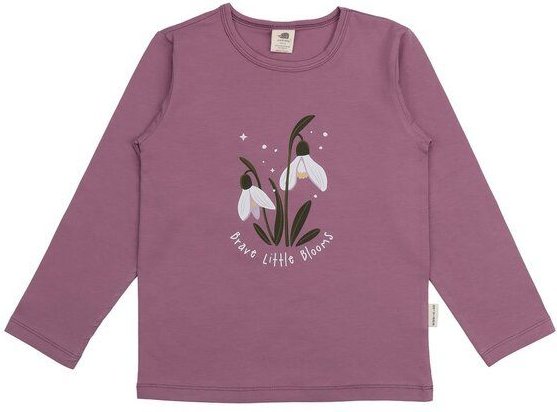 Kinder Langarmshirt – Mauve, Blumenmotiv vorne, weich & bequem, alltagstauglich | Walkiddy