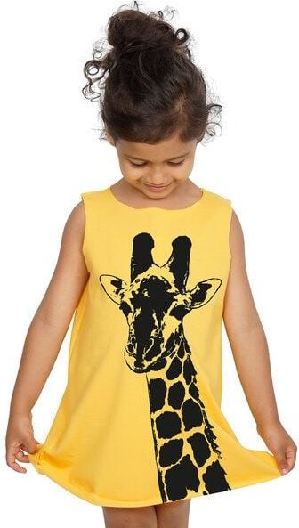 HANDGEDRUCKT "Stefanie la Girafe" Kinder Biokleidchen