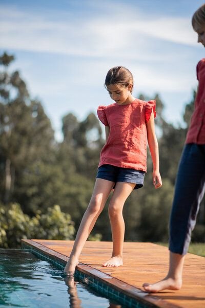 PETER JO Shirt Rose Terracotta aus Leinen