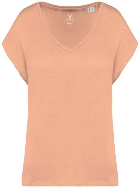 YTWOO Oversized Damen T-Shirt aus Bio-Baumwolle, V-Ausschnitt