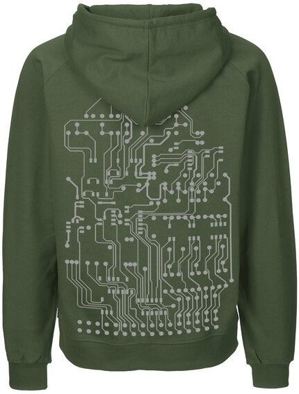 HANDGEDRUCKT "Vernetzt" Männer Zip Hoody aus reiner Biobaumwolle (kbA)